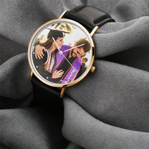 Photo Watch - Personalized Men's Engraved Watch Black Strap