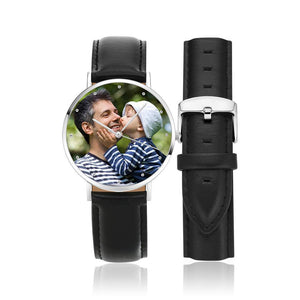 Photo Watch - Personalized Engraved Watch Black Strap Family