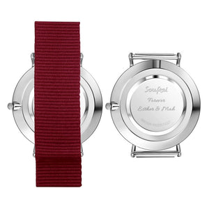 Photo Engraved Watch, Custom Your Own Photo Watch with Red Strap - Women