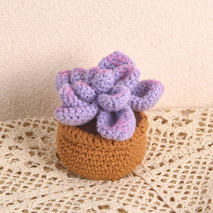琥珀色の手編み鉢植え手仕事好きへのプレゼント