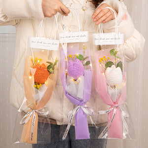かぎ針編み花造花手作りの編み物-チューリップカーネーション 花束の手編みプレゼント