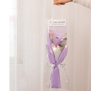かぎ針編み花造花手作りの編み物-チューリップカーネーション 花束の手編みプレゼント
