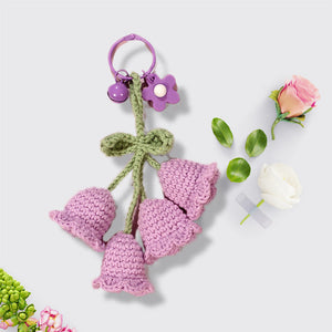 花編みのキーホルダー-袋編みの金鐘花キーホルダー