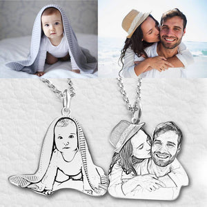 Photo Engraved Necklace Pet Tag Pendant Silver