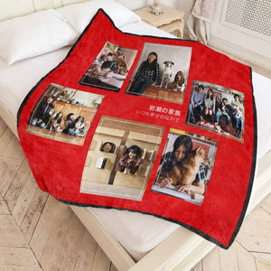 オーダーメイドタオルケット-写真入り名入れ可能な毛布写真4枚添付可誕生日プレゼント